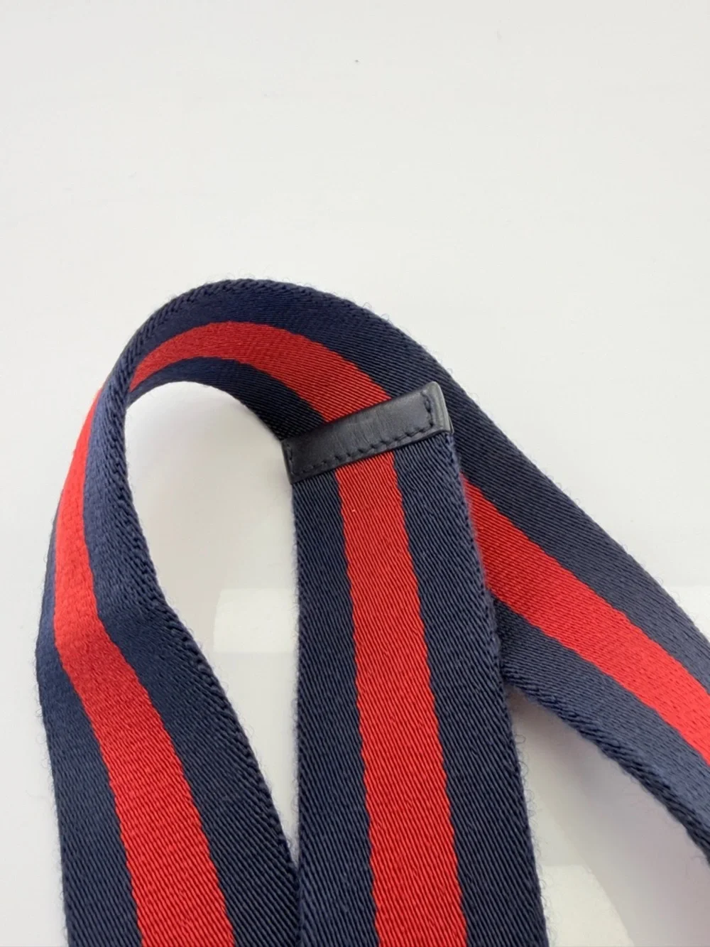 Gucci Web D Ring Unisex Navy & Red Stripe Belt 451136 100/40
